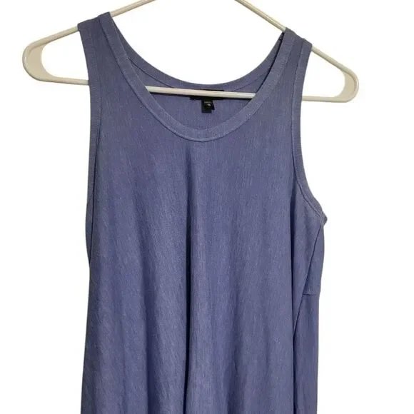 Express Super Soft Blue Tank Maxi Dress Sharkbite Hem, Size XS* - Picture 3 of 6